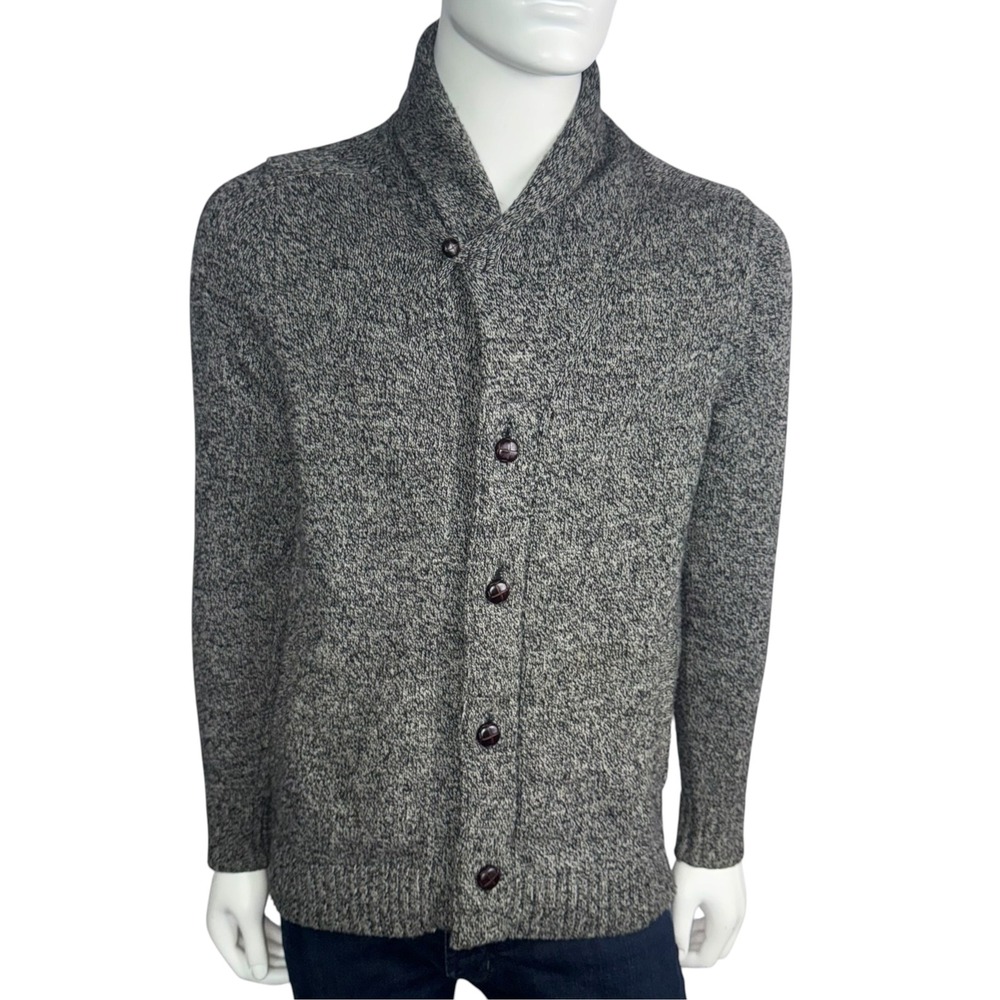 Eddie Bauer Ilaria Urbinati Mens Grey Wool Blend Shawl Cardigan Sweater Medium